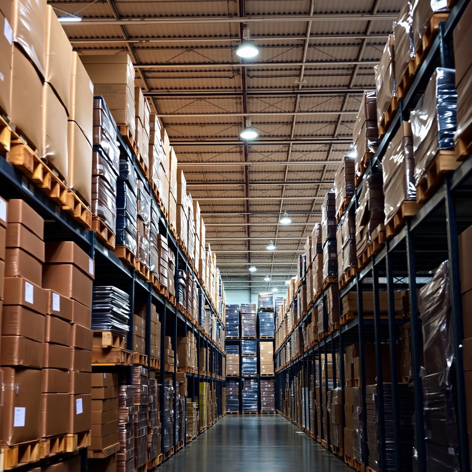 Warehouse with palletized goods